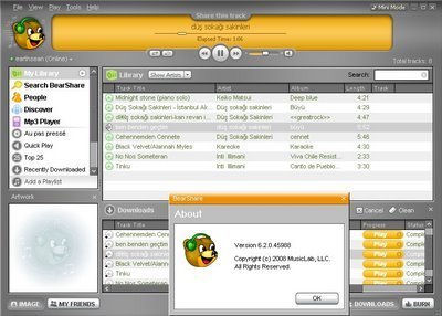 Yeni ve Ücretsiz Müzik İndirme Programları bearshare-lite-9