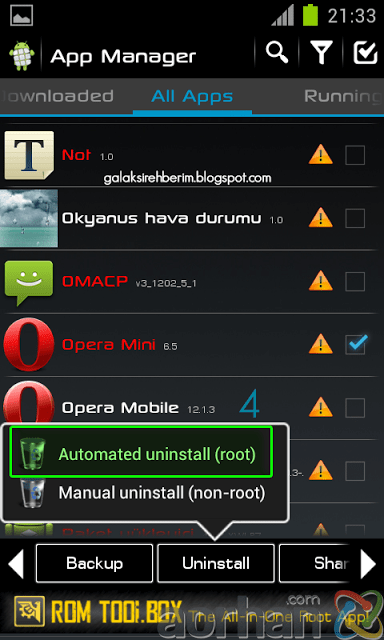 Kaldırılmayan Android Uygulamasını Kaldırmak Scre3333