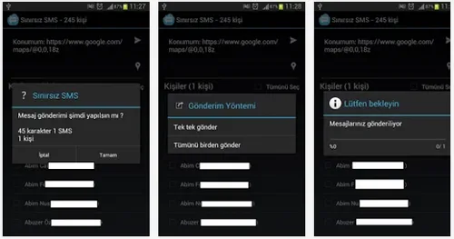 Android üzerinden sınırsız kişiye nasıl meaj gönderilir?