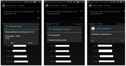 Android üzerinden sınırsız kişiye nasıl meaj gönderilir? androidtoplusms1
