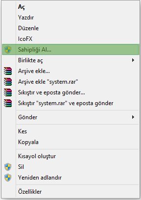 Windows 10’da Sahipliği Al Seçeneği Nasıl Eklenir?
