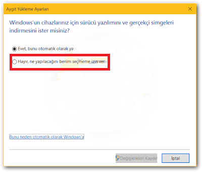 Hayır, ne yapılacağını benim seçmeme izin ver