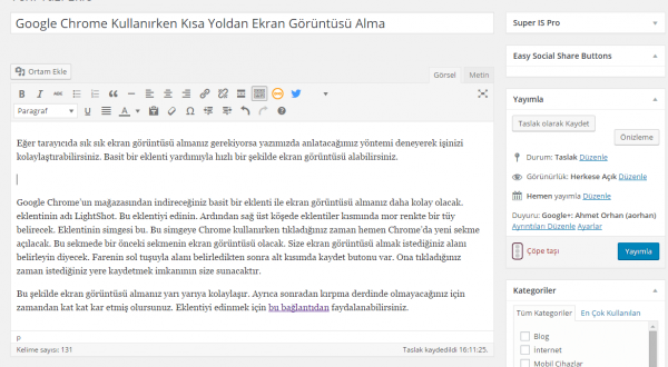 Google Chrome Kullanırken Kısa Yoldan Ekran Görüntüsü Alma Screenshot