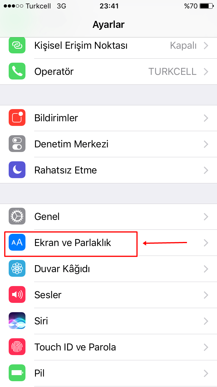 iPhone 6'da Otomatik Parlaklık Nasıl Açılır?