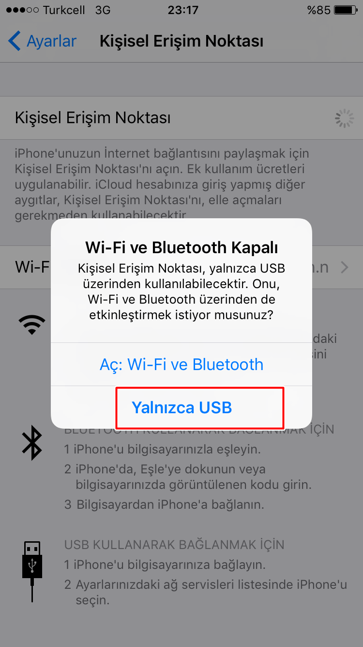 iPhone'un İnternetini USB İle Bilgisayarda Kullanma