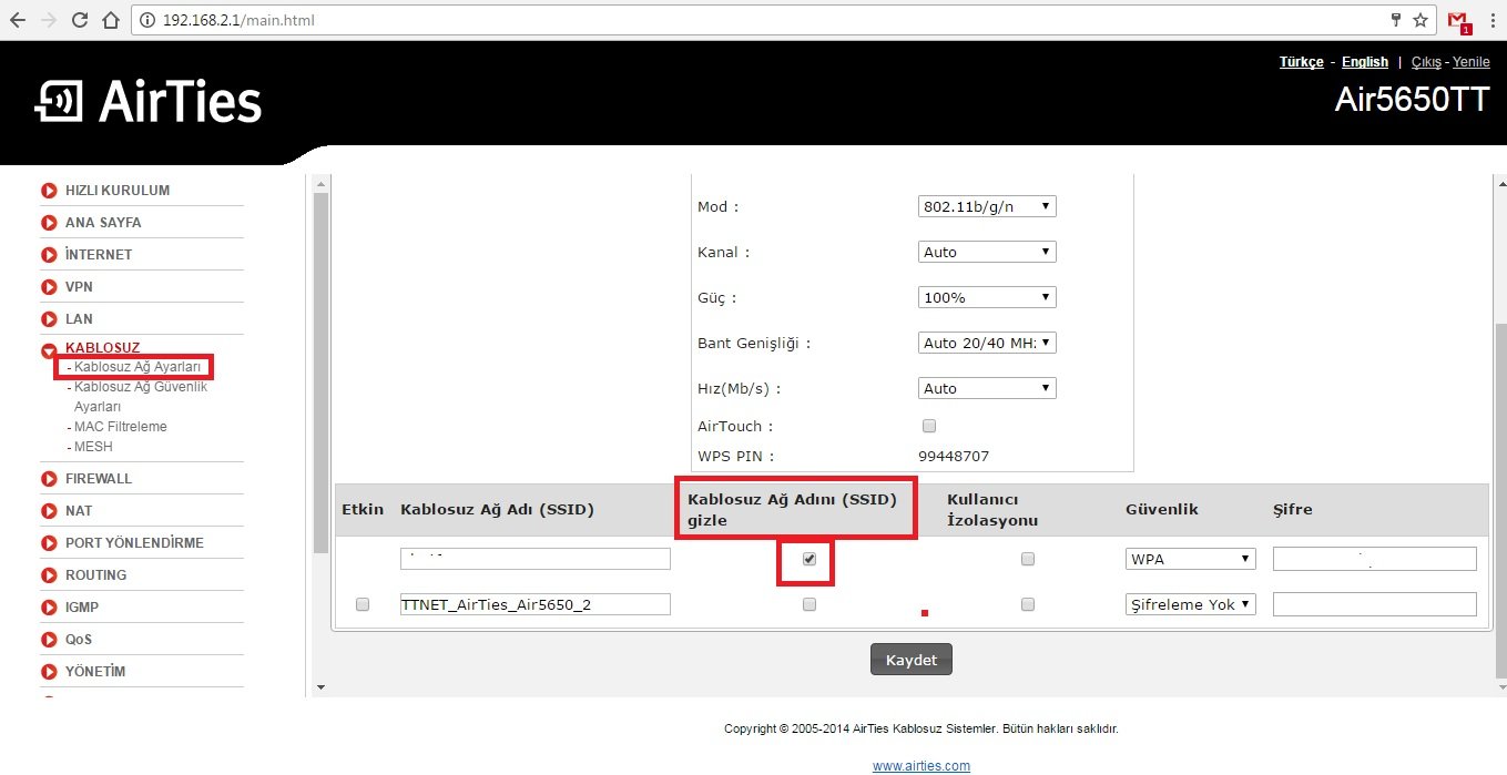 Airties Modem Gizleme Nasıl Yapılır?