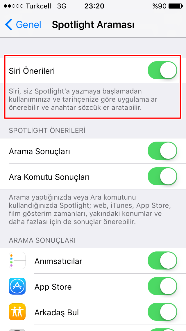 iPhone'da Siri Önerileri Nasıl Açılır/Kapatılır?
