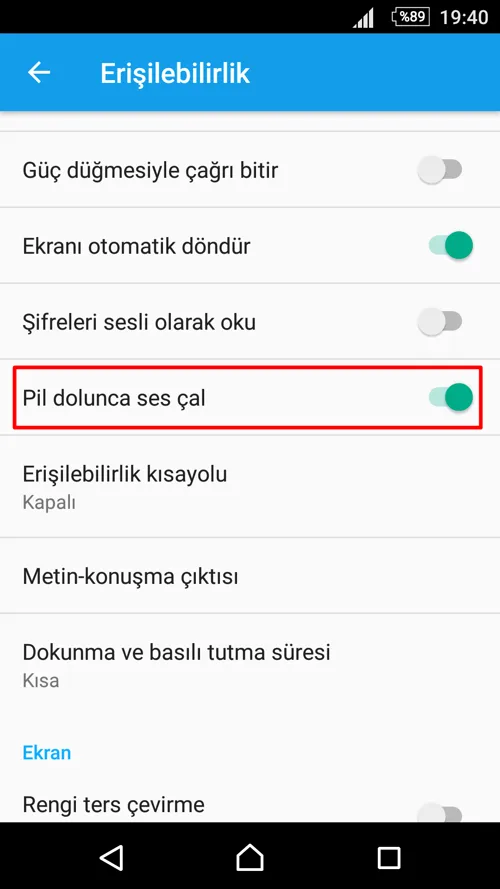 Sony Xperia Z'lerde Pil Doldu Uyarı Sesi Nasıl Açılır?