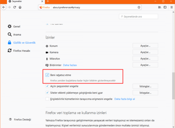 Firefox Masaüstü Bildirimlerini Engellemek Firefox Masaüstü Bildirimlerini Engellemek