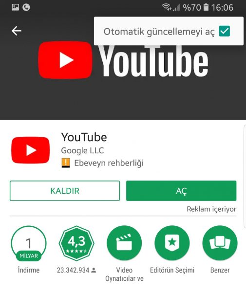 Google Play Otomatik Güncellemesi Kapatma