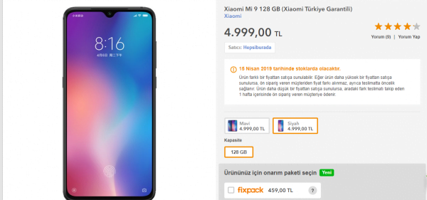 Xiaomi Mi 9 Satışta Xiaomi Mi 9 Satışta