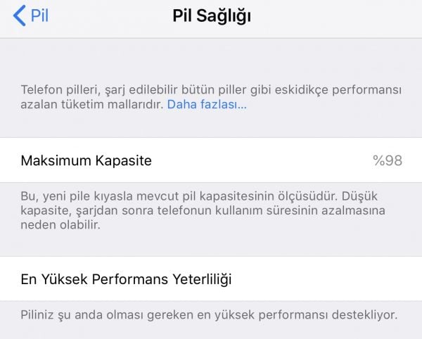 iPhone Cihazın Batarayası Ne Zaman Değişmeli? pil sağlığı