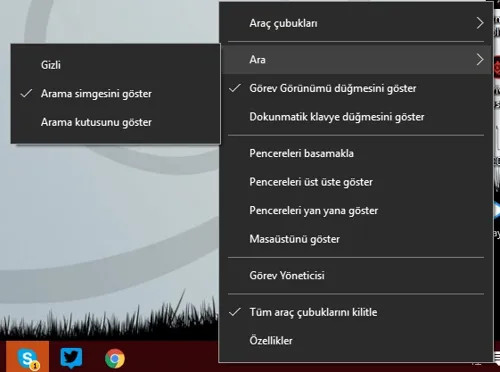Windows 10'da Arama Butonunu Küçültmek