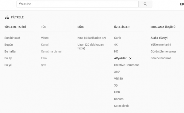 Youtube SEO: Altyazılar youtube filtre