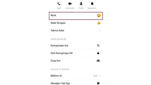 MEssenger'da Bir Konulmanın Rengini Belirleme