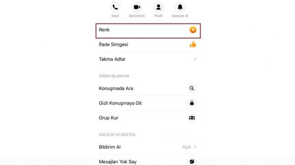 MEssenger'da Bir Konulmanın Rengini Belirleme facebook messenger konuşma renklendirme