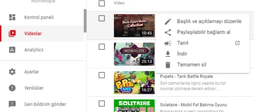 Youtube'tan Video Nasıl Silinir?