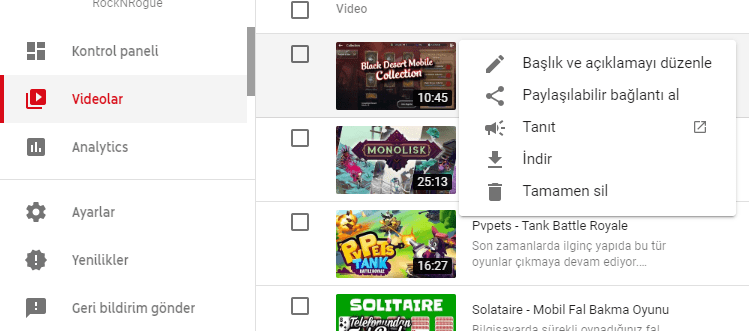 Youtube'tan Video Nasıl Silinir?