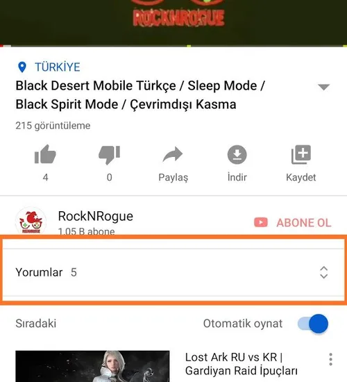 Android İçin Youtube'da Yenilik