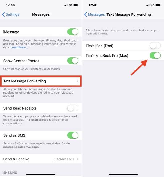 iPhone'dan Mesajları Diğer Cihaza Yönelendirme iPhone'dan Mesajları Diğer Cihaza Yönelendirme
