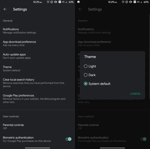 Google Play Store'u Koyu Modda Kullanma Ve Otomatik Değiştirme