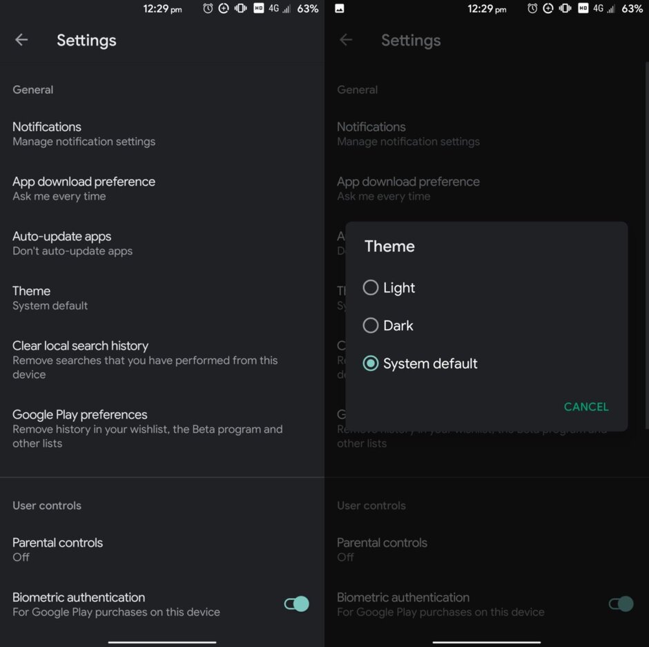 Google Play Store'u Koyu Modda Kullanma Ve Otomatik Değiştirme