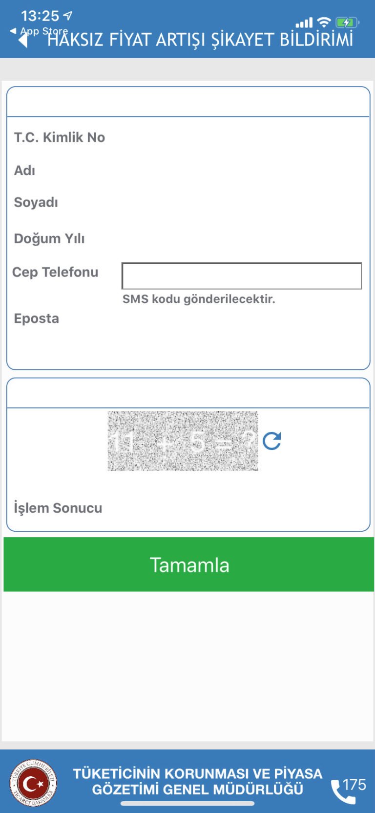 Haksız Fiyat Artışı Bildirimi Yapma