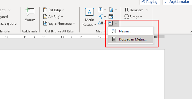 metin ekleme