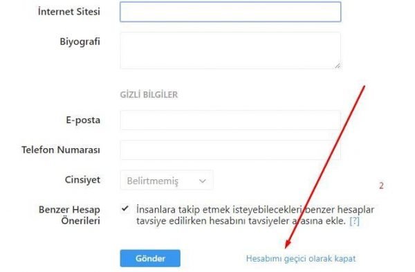 instagram geçici hesap dondurma