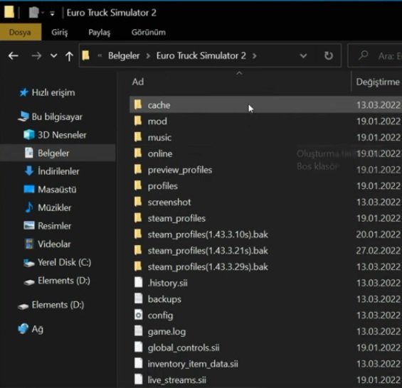 ETS 2 save dosyası kurumu: Euro Track Simülator dizini