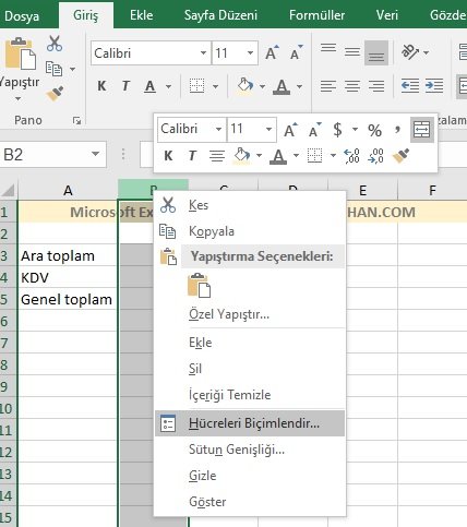 Microsoft Excel ile KDV Nasıl Hesaplanır? Excel KDV Hesaplama Formülü Excel para birimi ayarları