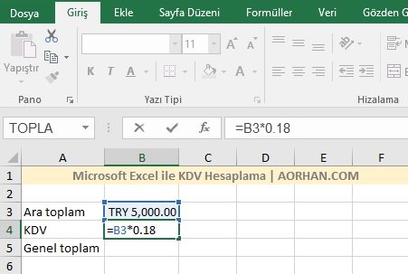 Microsoft Excel ile KDV Nasıl Hesaplanır? Excel KDV Hesaplama Formülü Excel ile KDV hesaplama