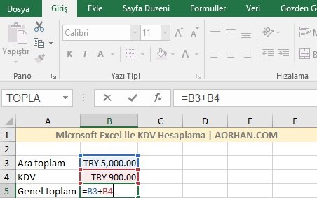 Microsoft Excel ile KDV Nasıl Hesaplanır? Excel KDV Hesaplama Formülü Excel KDV toplamı hesaplama