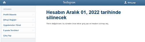 Instagram hesabınızın silinmesi planlandı