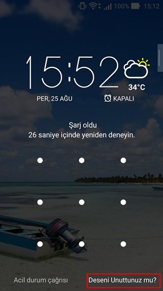 Ekran desenini unuttum nasıl sıfırlayabilirim?