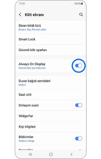Samsung her zaman açık ekran özelliği